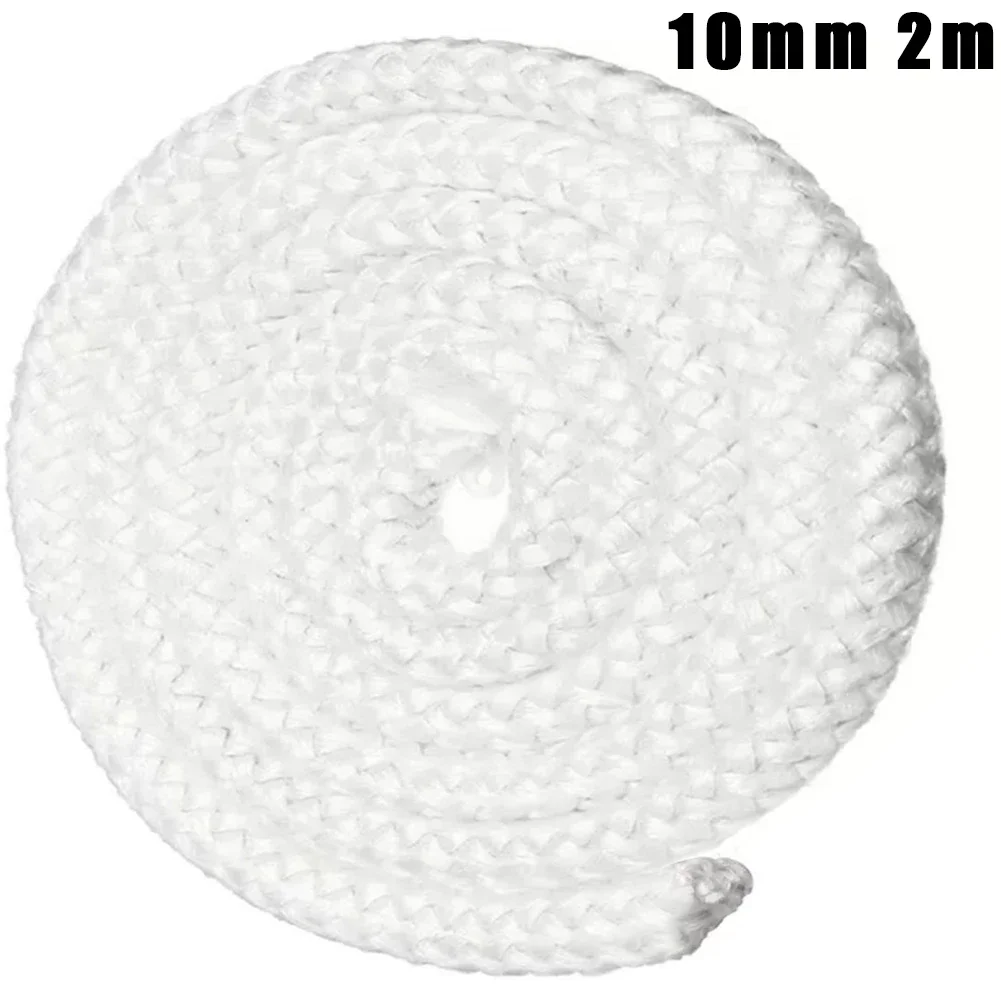 6/8/10/12mm White Gasket Cord Stove Door Fireplace Cord 2m Fiberglass High Temperature Woodburner Sealing Rope Replacement