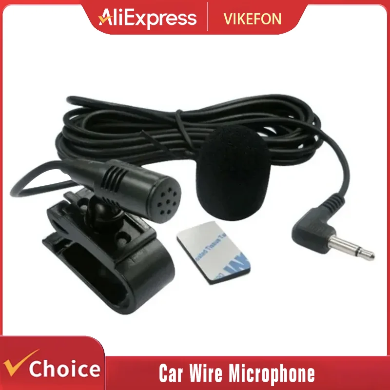 Micrófono estéreo para coche con conector de 3.5mm, micrófono externo con cable, mini micrófono para radio de coche, DVD, con cable de 3m de largo.
