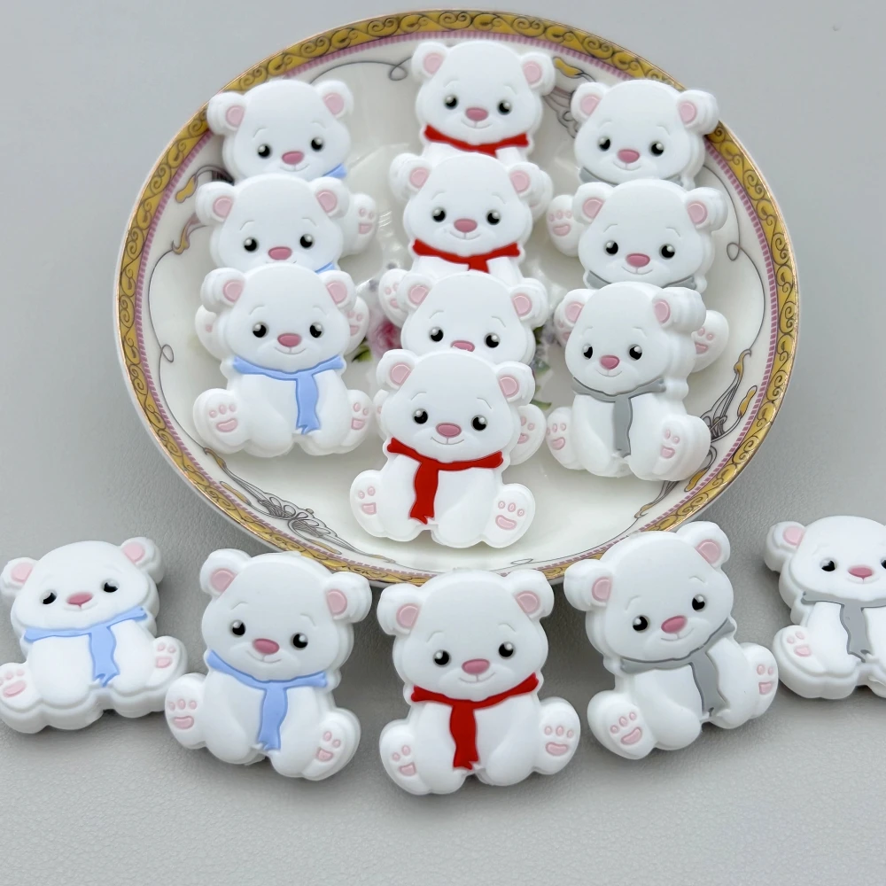 10PC Baby Silicone Bead Little Bear Beads Teethe Baby DIY String Pen Bead Nipple Chains Jewelry Accessories Teethe Kawai Gifts