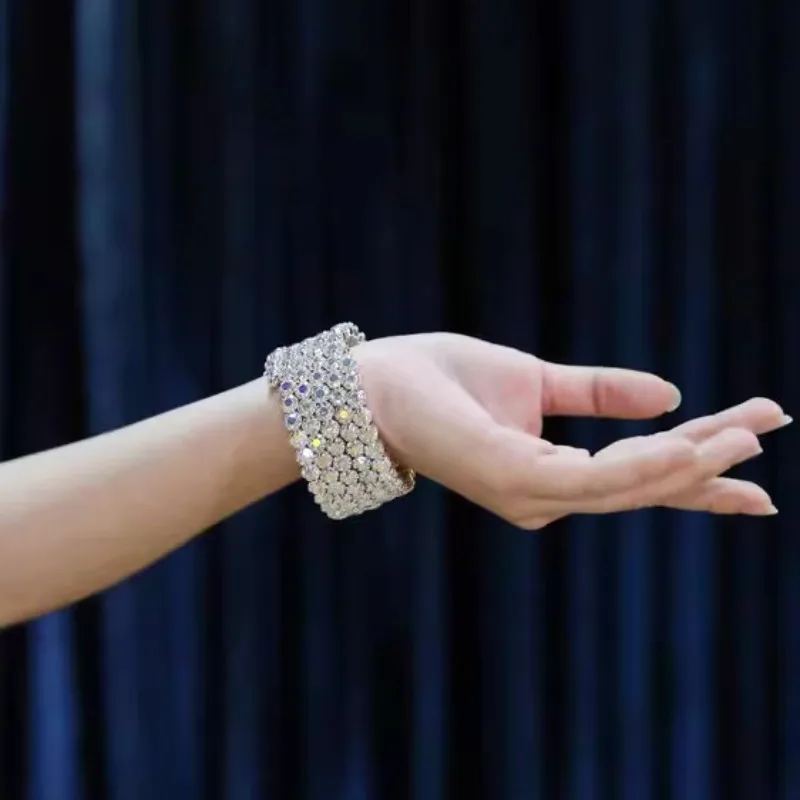 Accesorios personalizados para danza del vientre, anillos para el brazo, pulsera con apertura de rendimiento, accesorios de diamantes de agua con incrustaciones