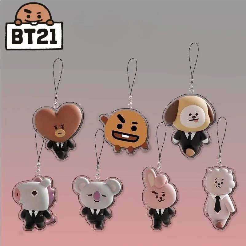 

Мультяшный акриловый брелок BT21 с милым и креативным дизайном, портативный, стильный, универсальный, декоративный, для телефона.