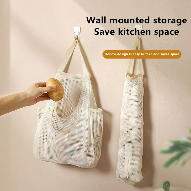 

Multi-Layer Kitchen Hanging Mesh Bag For Garlic Onion Ginger Fruit Vegetable Storage Net Bag Kitchen Accessories