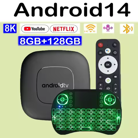 Smart TV Box T1 Android 14 Allwinner H313 128GB ROM WiFi Doble 2.4G/5G Bluetooth 5.4 YouTube 8K Voice Remote Media Player 2025