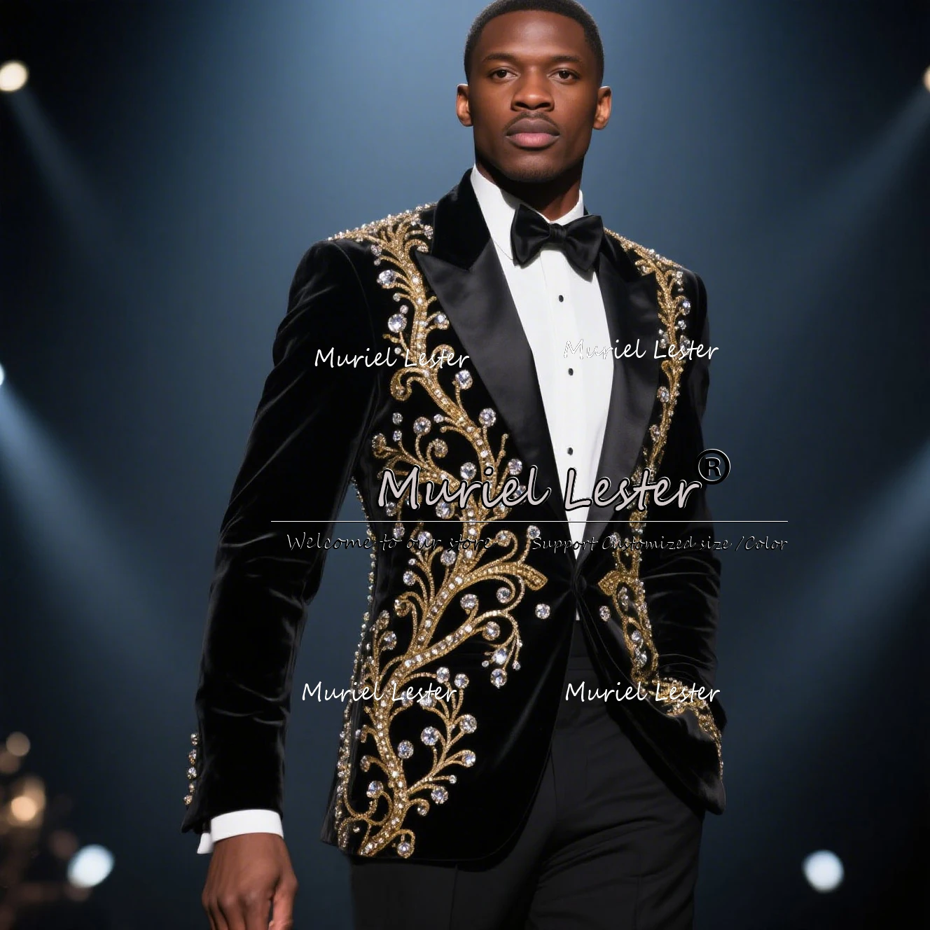 Setelan Batu Manik-manik Cemerlang Setelan Pria 2 Potong Blazer Pengantin Pria Kancing Sebaris Tuksedo Pernikahan Kustom Pakaian Fashion Pria