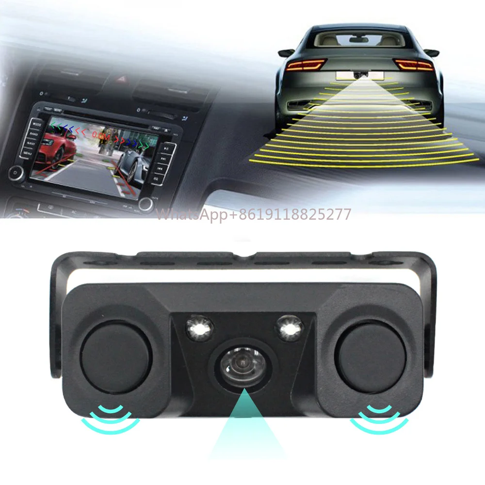 Night vision 3 in 1 parking sensor Car Reverse Backup Rear View Camera with Sensor