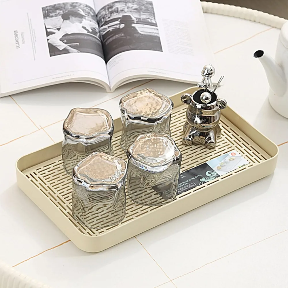 Plastic Drain Tray Household Living Room Multi-purpose Drain Tray Rectangular Fruit Tray Tea Tray Double-layer Kitchen Storage