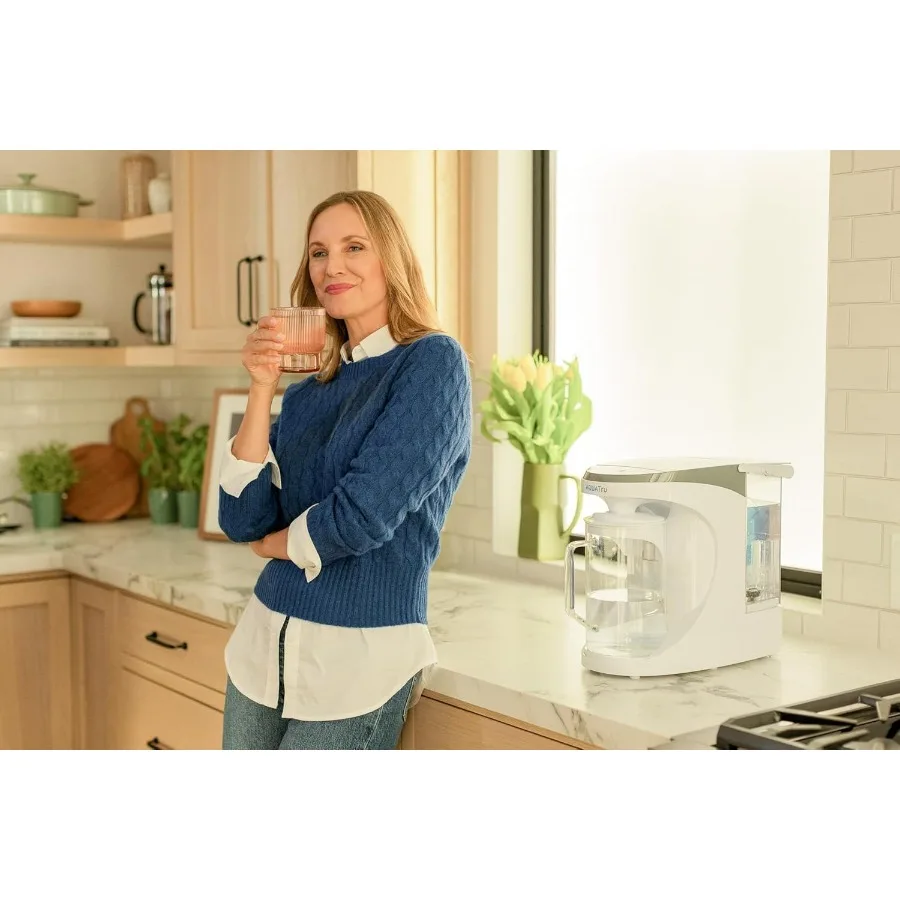 AquaTru Carafe Smart Countertop Water Purifier App-Connected 4-Stage Reverse Osmosis System with Glass Carafe Removes Forever C