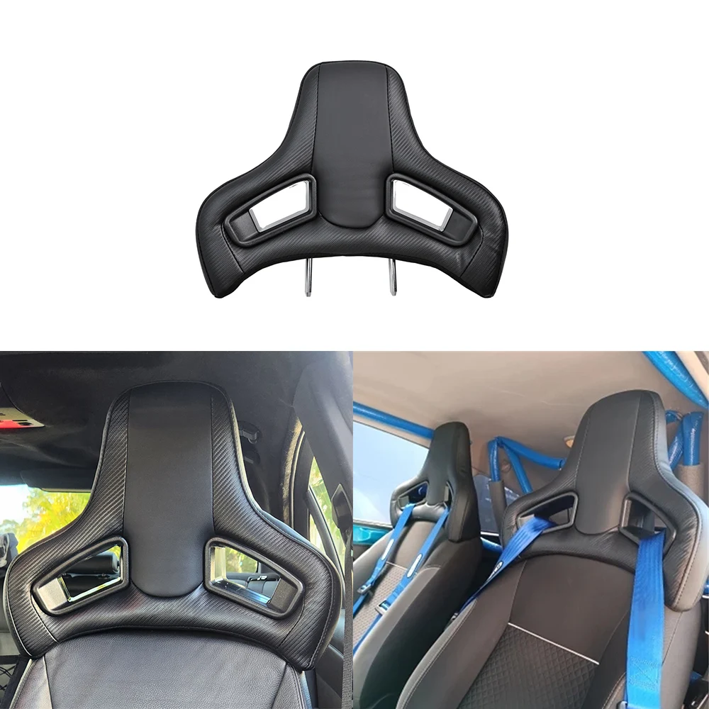 

TIYPEOR 496x386mm Car Sport Headrest Carbon Brain Leather Modified Racing Seat Headrest With Plug&Play Neck Pillow