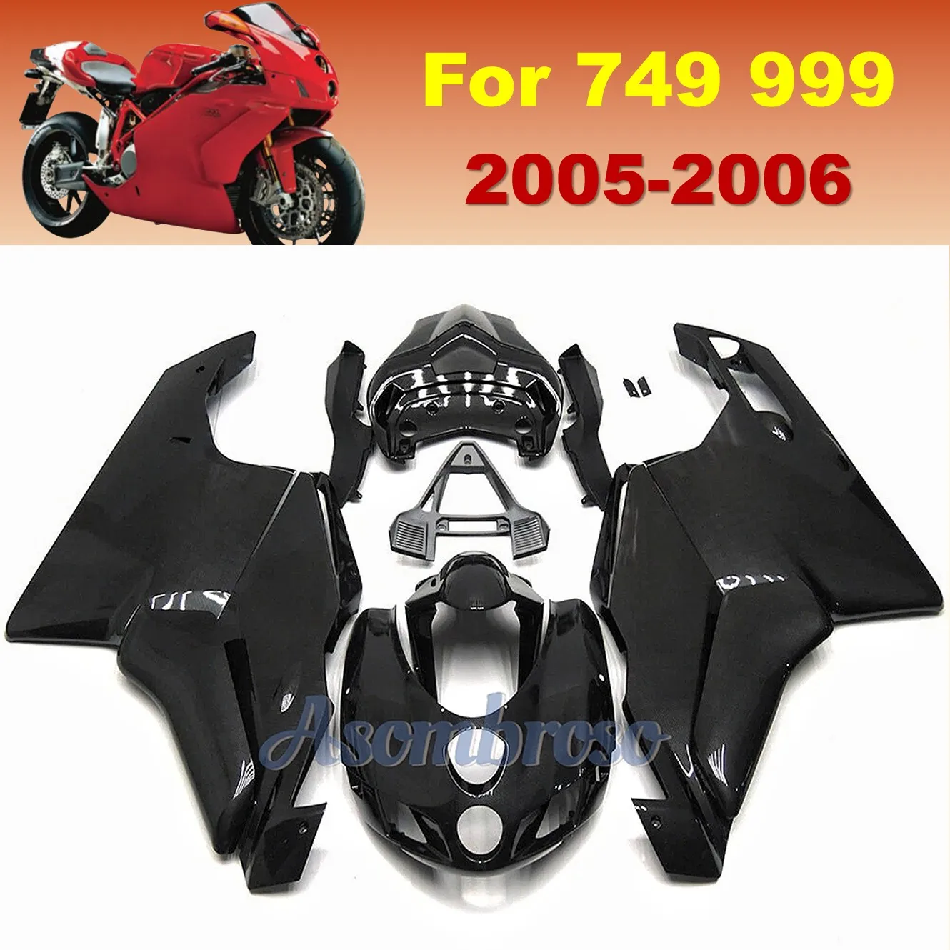 Kit carene effetto fibra di carbonio per Ducati 749 999 2005 2006 749S 749R 999R 999S Accessori moto Componenti carenatura