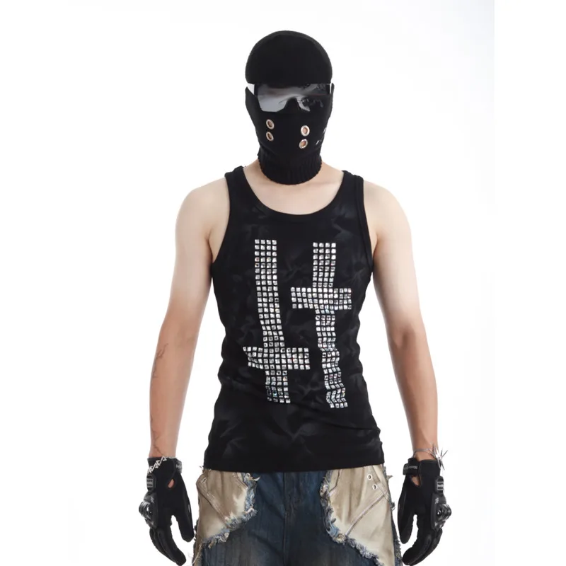 HKSH Spring Autumn New Men's Tide Chic Ins Dark Inverted Cross Ribbed Slim Tank Top Tie-Dye Sleeveless T-shirt Vibe Vest HK25692