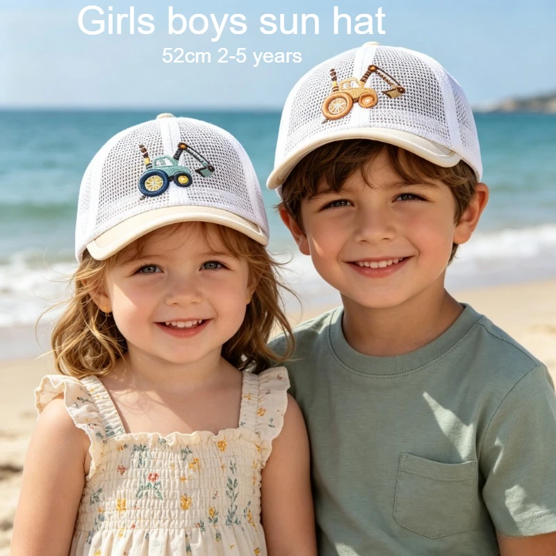 Kinder-Sonnenhut, 52 cm, 2–5 Jahre, Sommer, UV-Schutz, Mädchen-Mütze, atmungsaktives Netzgewebe, Outdoor, Baby-Jungen-Baseballmützen, Kinderhüte