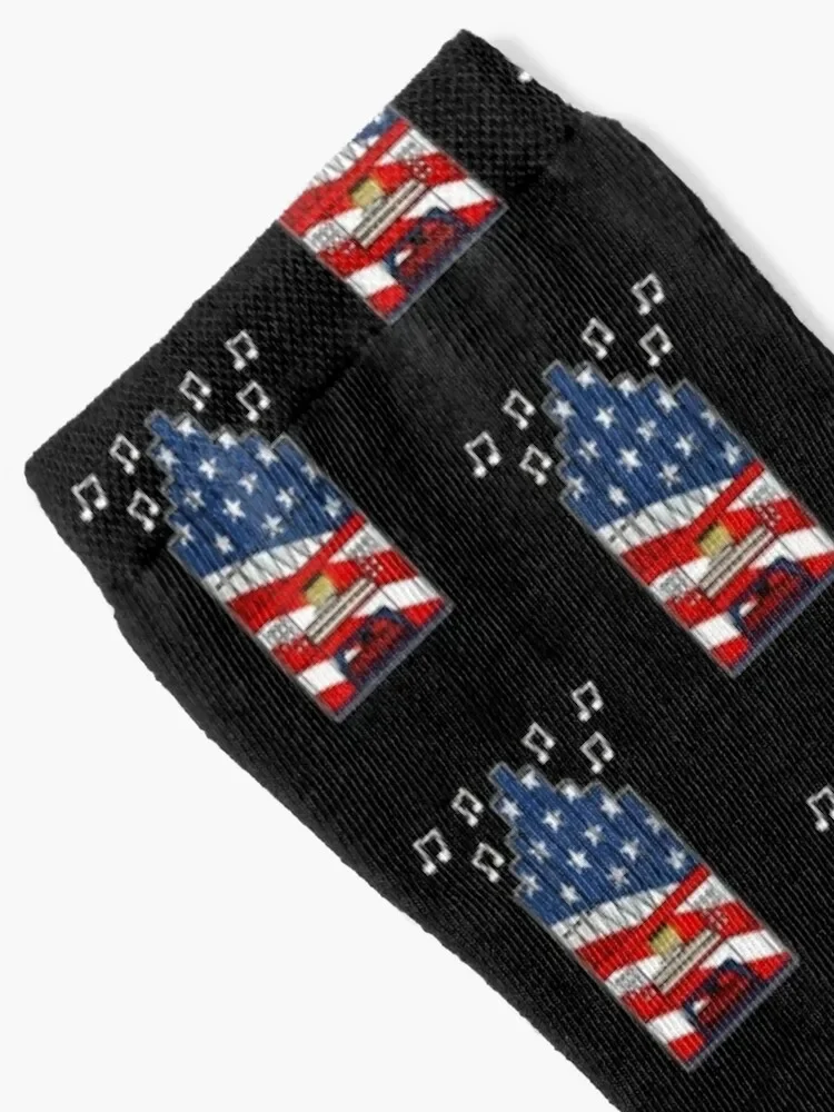 4th July Organ American Flag Church Organist Socks set shoes New year\'s basketball Male Socks Women\'s