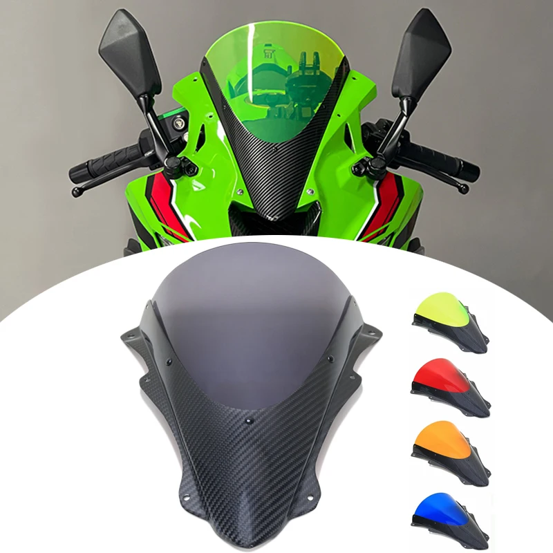 

Real Carbon Fiber Motorcycle Racing Sports Front Screen Windshield Fairing Windscreen Baffle For ZX-4R ZX-4RR ZX4R ZX4RR 2023-24