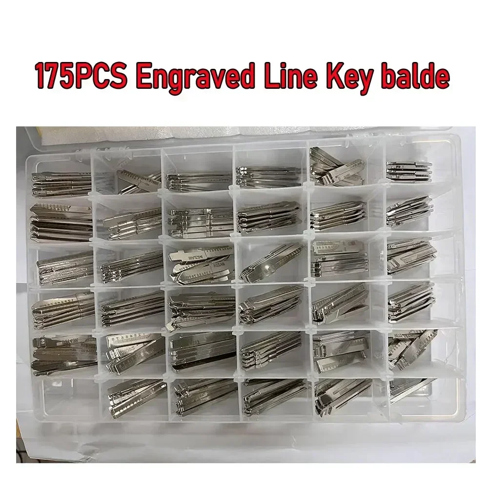 175PCS Engraved Line Key balde Scale Shearing Teeth Blank Car Key Blade for KD VVDI XHorse 35types each 5pcs