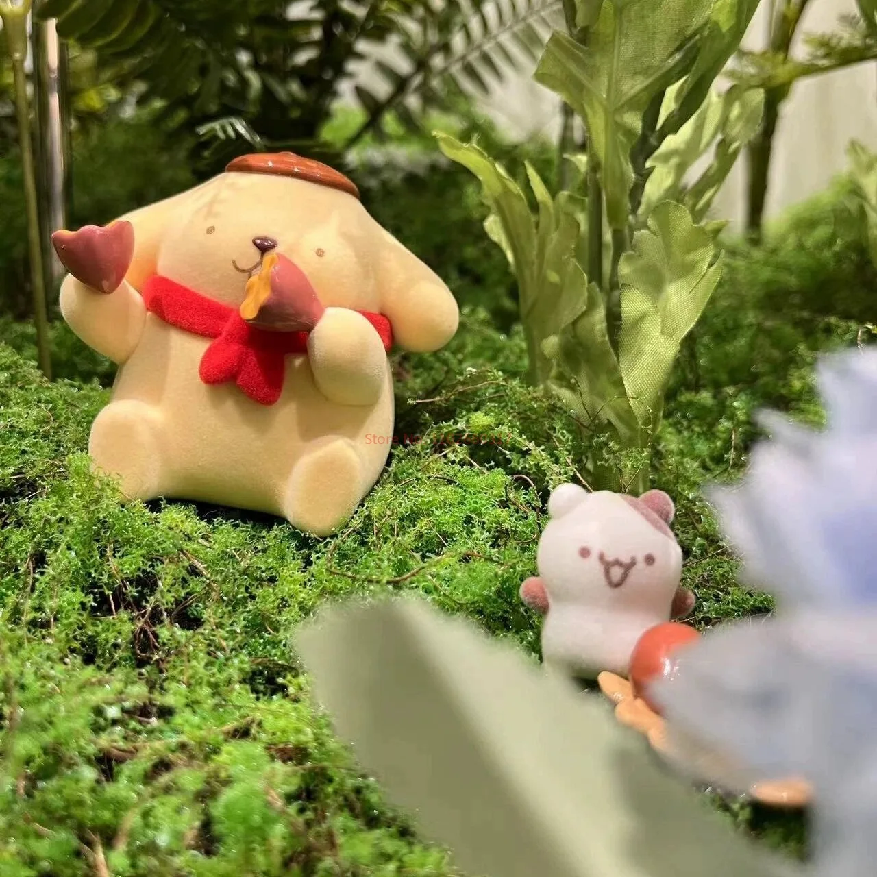 Kawaii anime miniso x sanrio pompom purpur blind box kindheit jahreszeiten serie erraten tasche überraschung figur beflockung modell