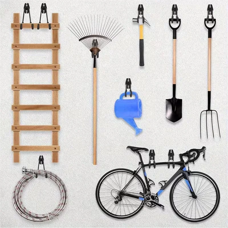 Garage Heavy Duty Metal Hook Organizer Steel Wall Mount Anti-slip Bicycle Hanger Hooks Ladders Bulky Items Storage Garden Tool