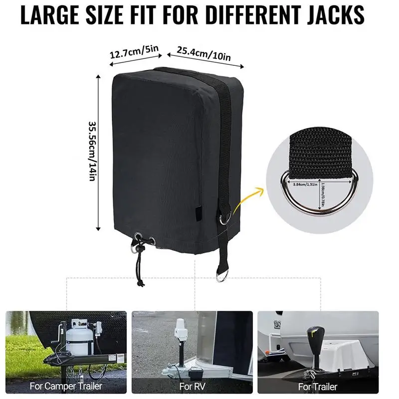 

Electric Trailer Jack Cover 420D Tongue Jack Head Protective Cover Waterproof And Adjustable RV Travel Trailer Jack Cover