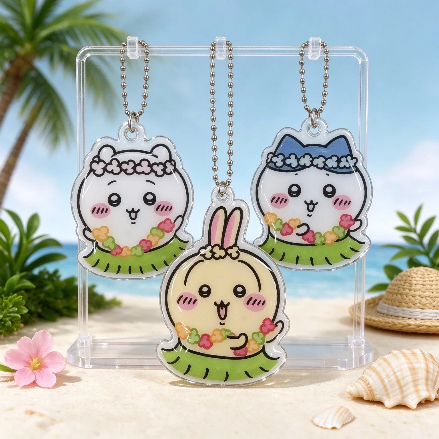 Chiikawa Hawaiian Hula Acrylic Bag Charm Mini Pendant Keychain Girls Gift