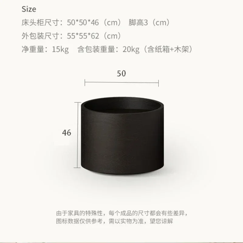 Modern Round Nightstand Bedside Table Cabinet with 3 Storage Drawer Wood Black Living Room Sofa Side End Table Bedroom Furniture