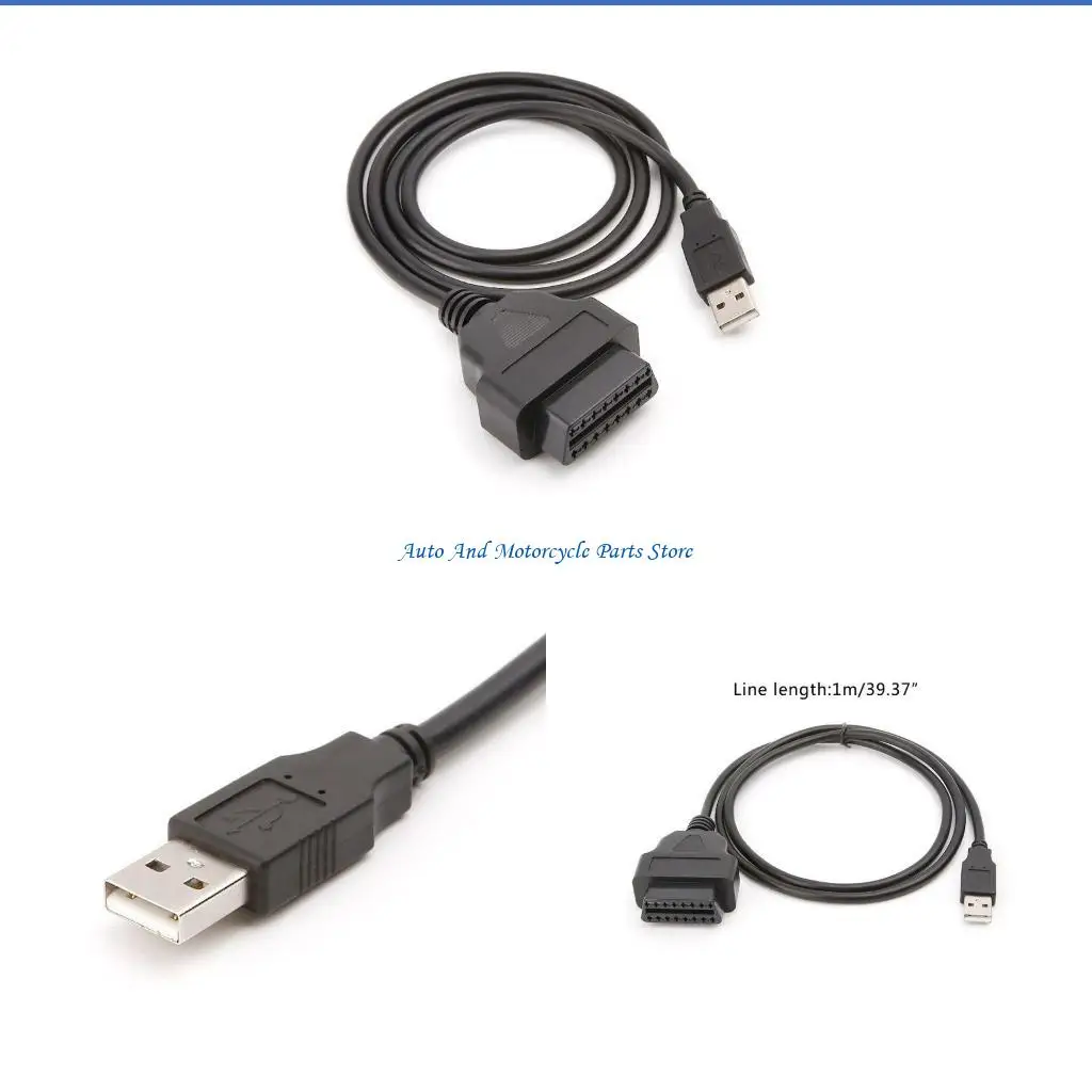 

P9FD 16PIN OBD2 до USB -порта Адаптер Адаптер Адаптер Кабельный разъем Диагностический инструмент диагностики