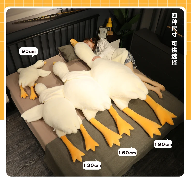 50-190cm große gelbe Umarmung Stofftier Ente Kawaii Riesen gans Plüsch tier Schlaf kissen große weiche Puppe Party Geschenk für Kinder – Detail 9
