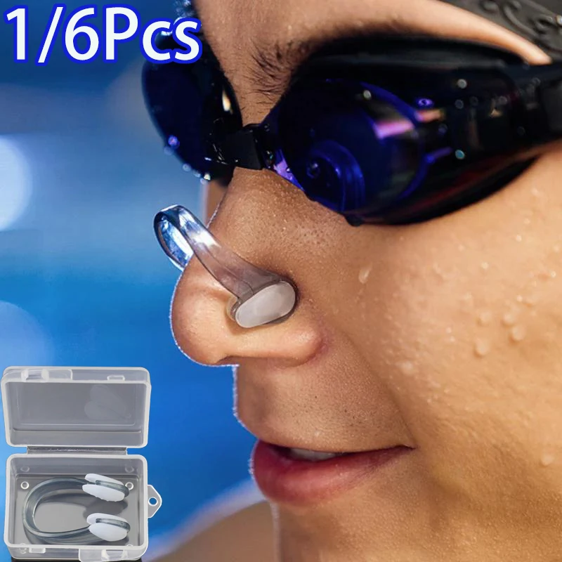 1/6Pcs Swimming Nose Clip Nose Plugs Professional anti Choking and Comfortable Silicone Latex anti Slip Protector Surfing Diving