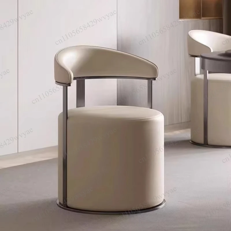 Modern Velvet Ottoman Stool, Faux Leather Backrest Vanity Chair, Cushioned Accent Seat for Living Room