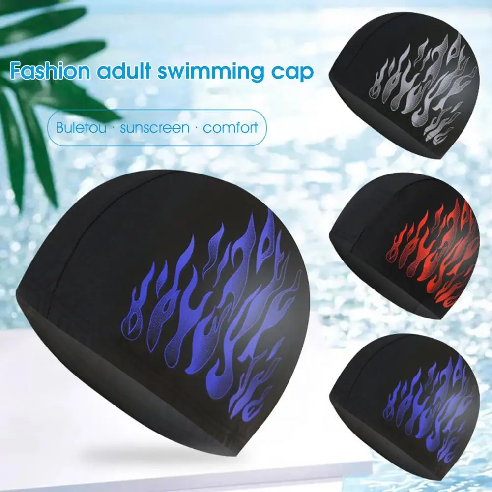 Sunscreen Tear-resistant Men Swimming Cap Nylon Cloth Flame Style Ear Protection Swimming Hat Swim Pool Accessories 수영모자