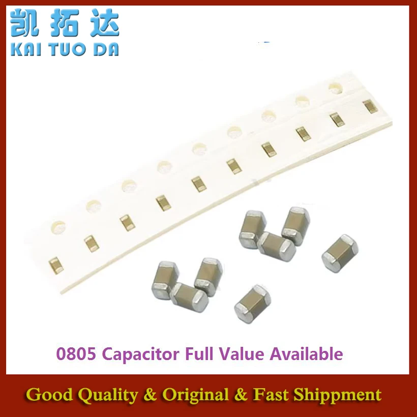 200pcs 1NF 22P 33P 47P 100P 220P 330P 470P 20P 10/20/22/33/47/100/220/330/470/PF K/M/Z 1000P SMD 0805 Capacitor Kit 102 10P 50V