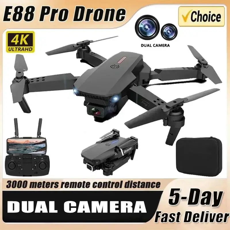 

New E88Pro RC Drone 4K Professinal With 1080P Wide Angle Dual HD Camera Foldable RC Helicopter WIFI FPV Height Hold Apron Sell