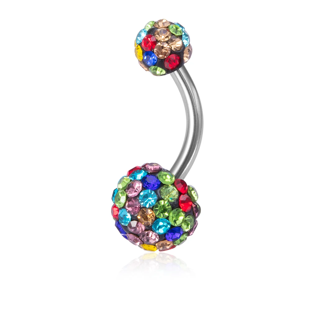 1pc Bling Bauchnabel Ring mit Bunten CZ Kristall Ferido Ball Chirurgische Stahl Nabel Ring für Frauen Mädchen Piercing schmuck 14G