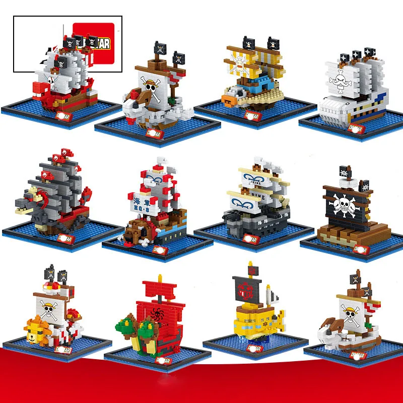 Barco pirata de una pieza, bloques de construcción DIY, ensamblaje de Anime y dibujos animados, modelos de acción, juguetes decorativos y regalos sorpresa de cumpleaños