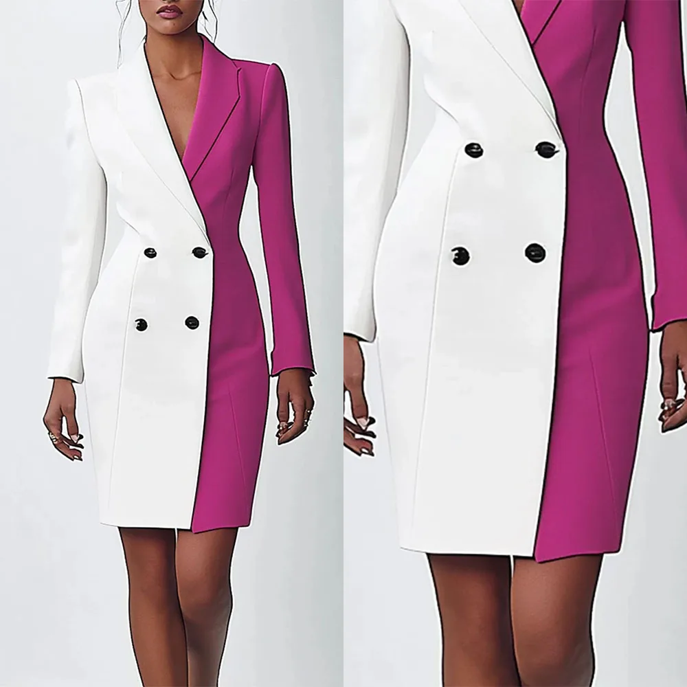 High Quality Customized V-neck Above Knee Buttons Robe Elegant Dress Women for Wedding Party Vestidos Para Bodas Mujer Invitada