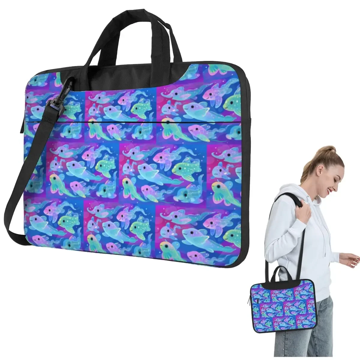 Chimaera (Ghost Sharks) Crossbody Laptop Bag Case Computer Bag Resistant Protective Notebook Pouch for Macbook Pro