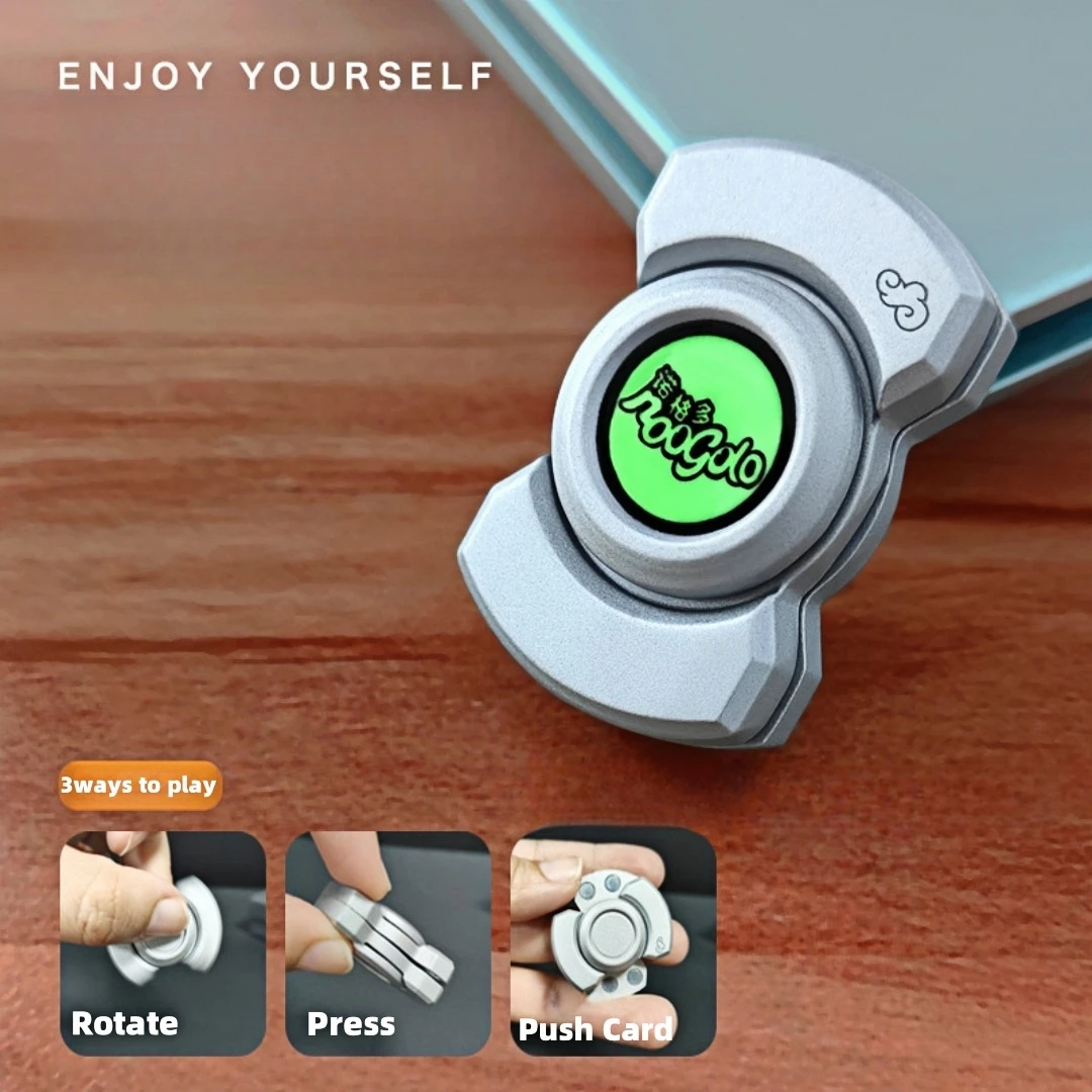 Stainless Steels 3 in 1 Fidget Spinner and Slider Combo with Click Button Metal Toy for Adult Stress Relief