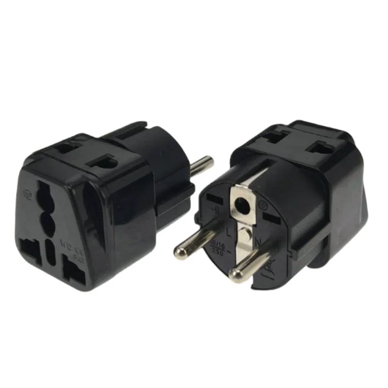 Universal Grounded European CN US AU UK to EU Travel Plug Adapter Russia Korea Germany French 16A Socket Converter 250V Type E