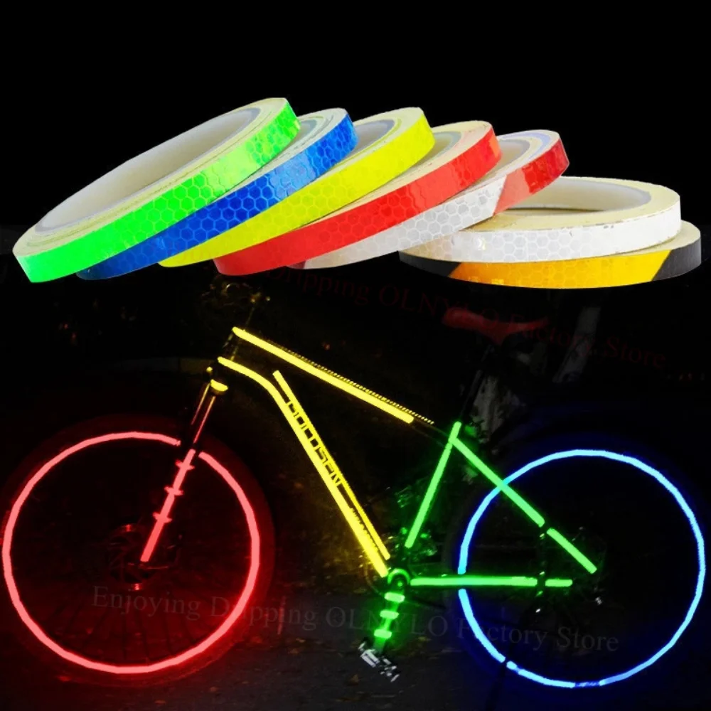 DIY Light Reflective Stickers for Bicycle Rim Roadway Safety Warning Film Auto MotorcycleReflective Tape for Security Protection