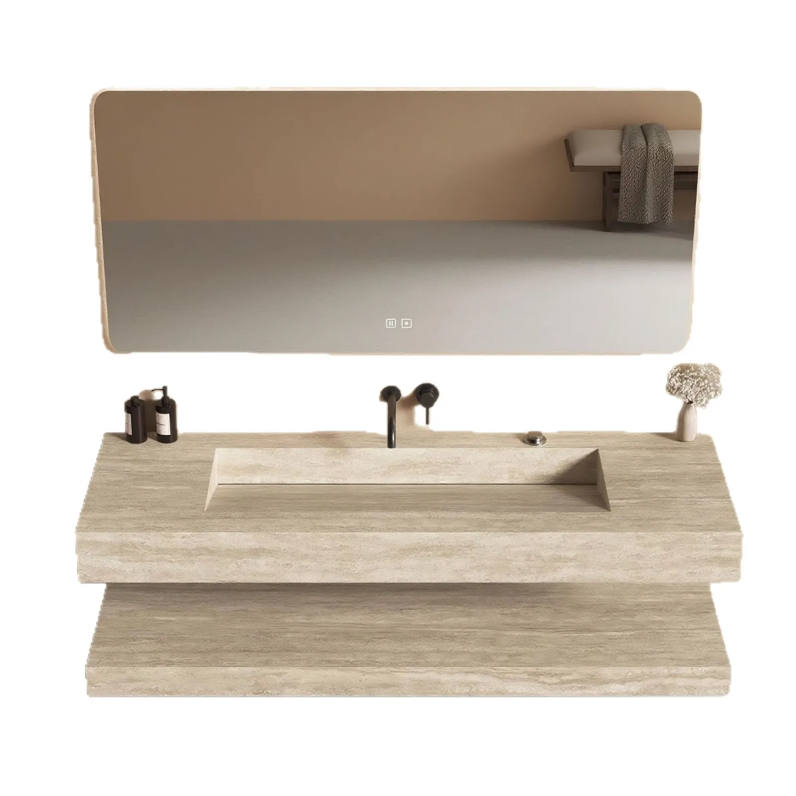 @Rock slab integrated basin bathroom cabinet combination set bathroom washstand single and double basin face wash hand pool