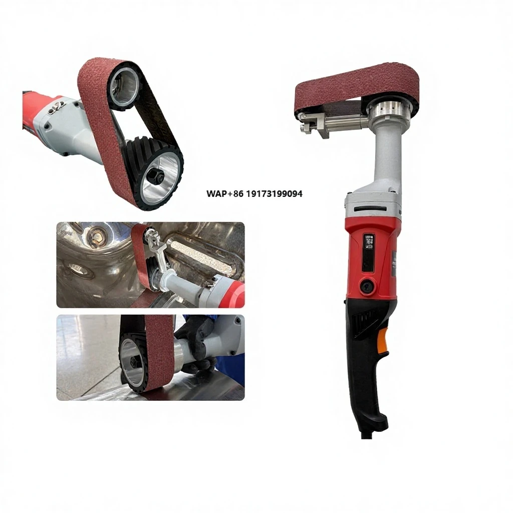 Handheld Flat Belt Sander Barrel Polisher Tank Polishing Machine Arc Grinder Electric Heavy-duty Belt Sander