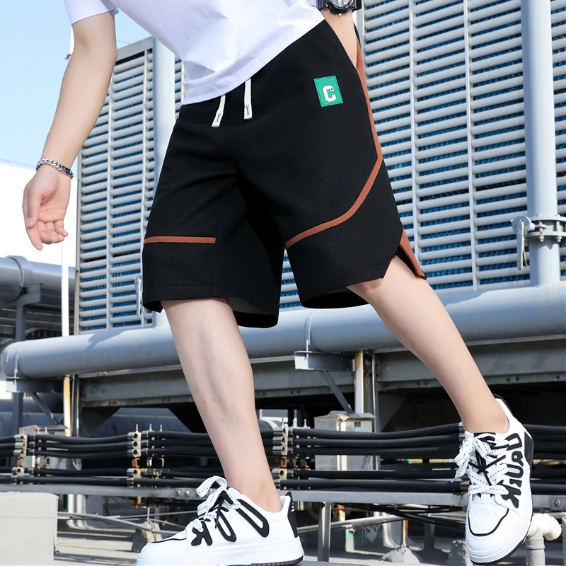 Ice Silk Casual orts Thin Faion Brand Five-Point Beachwear Men's Straight Leg Youth Korean Sle Summer Leisure Pants