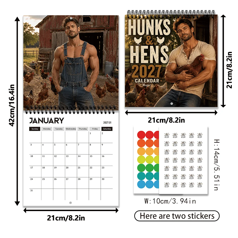1pc 2027 Wall Calendar, Rural Strongman Theme,12-Month Monthly Planner,Perfect Gift For Back-to-School Season,Christmas,New Year