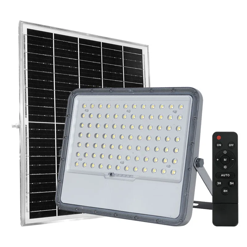 Solar Outdoor Waterproof Reflector Flood Light with Remote Control Emitting Diode