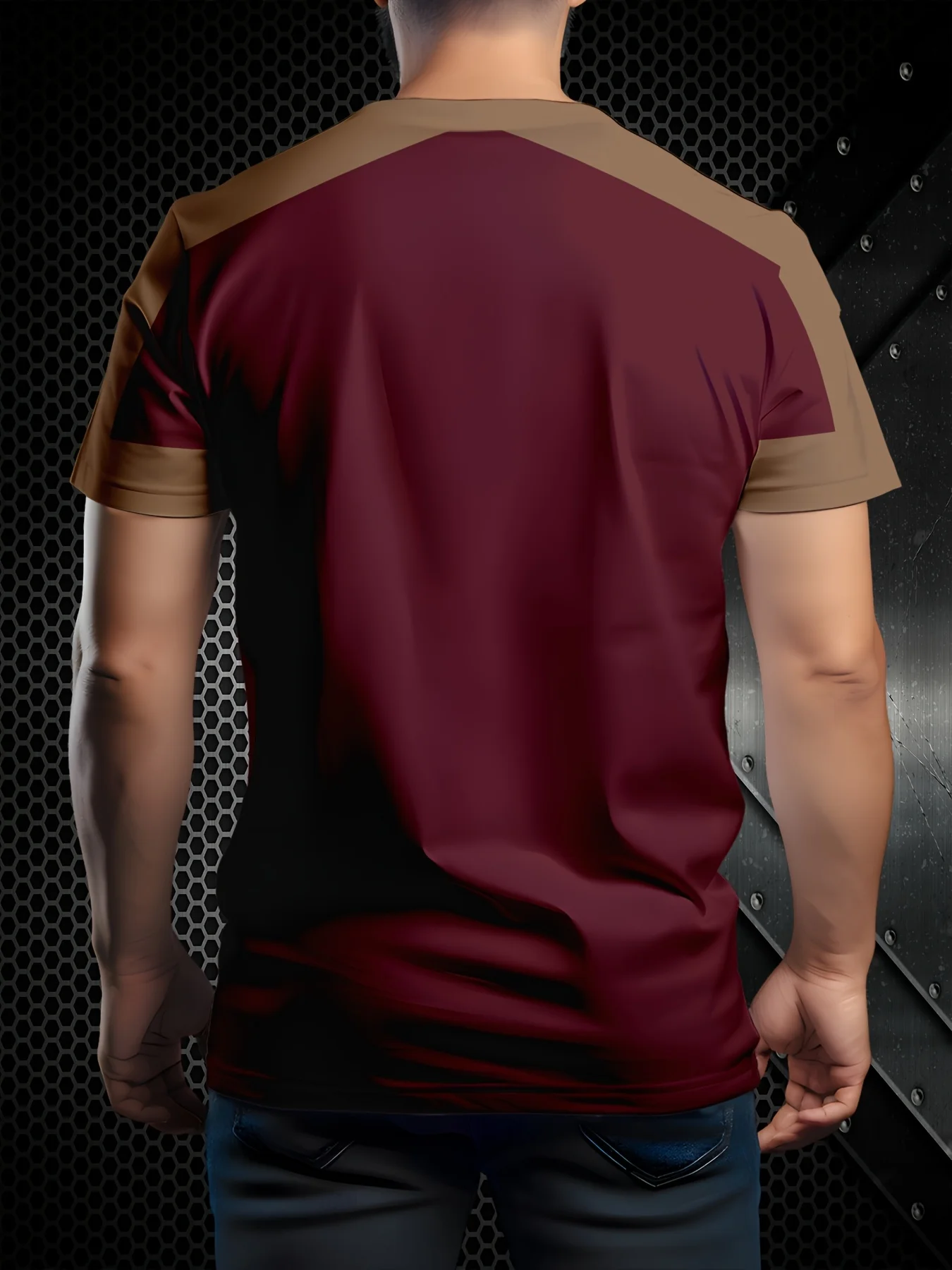 New men's short-sleeve T-shirt, loose-fitting and tailored with printed designs, versatile basic crew-neck top suitable for spri