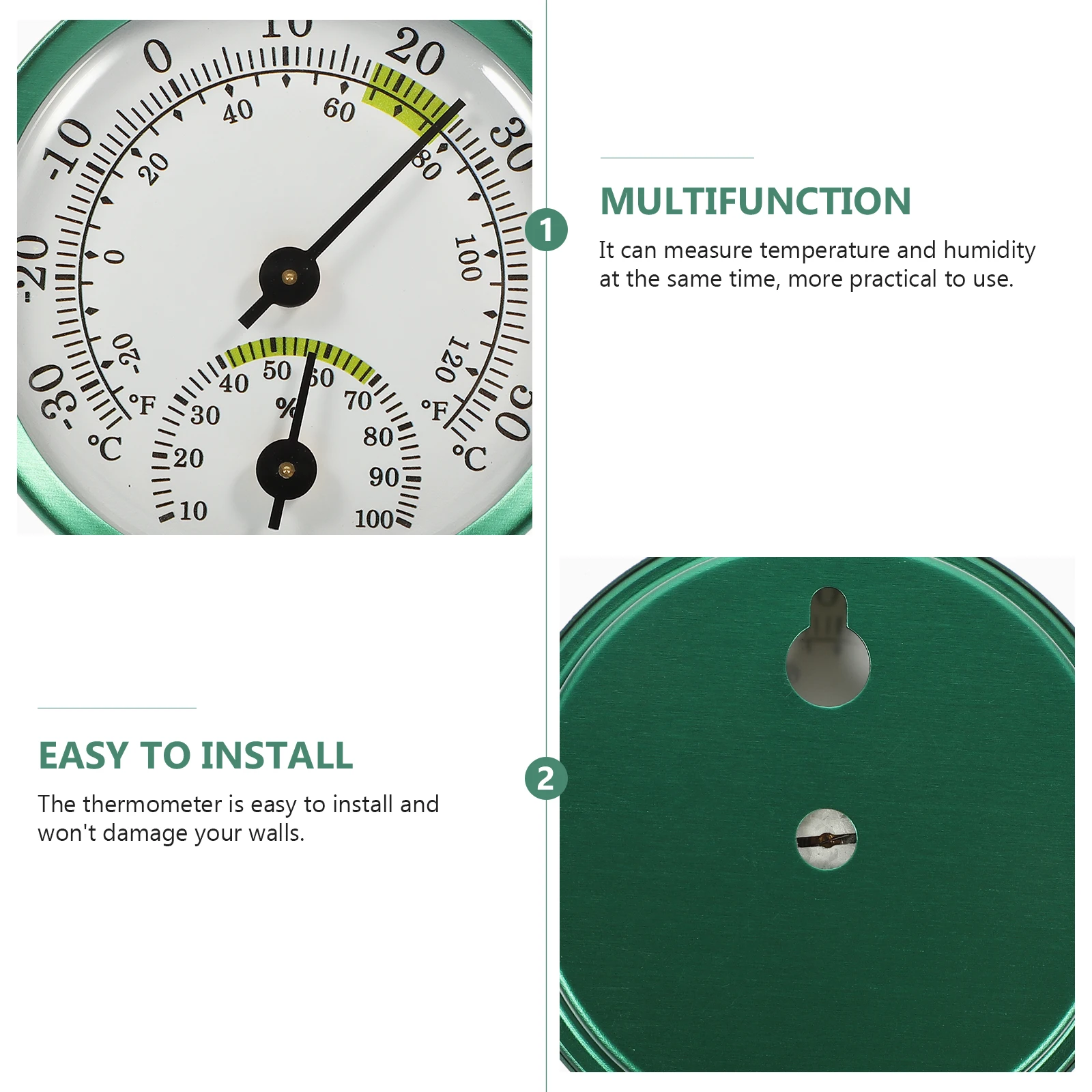 

Aluminum Wall Mounted Humidity Temperature Gauge Durable Thermometer Hygrometer For Indoor Outdoor Sauna Room Garden Greenhouse