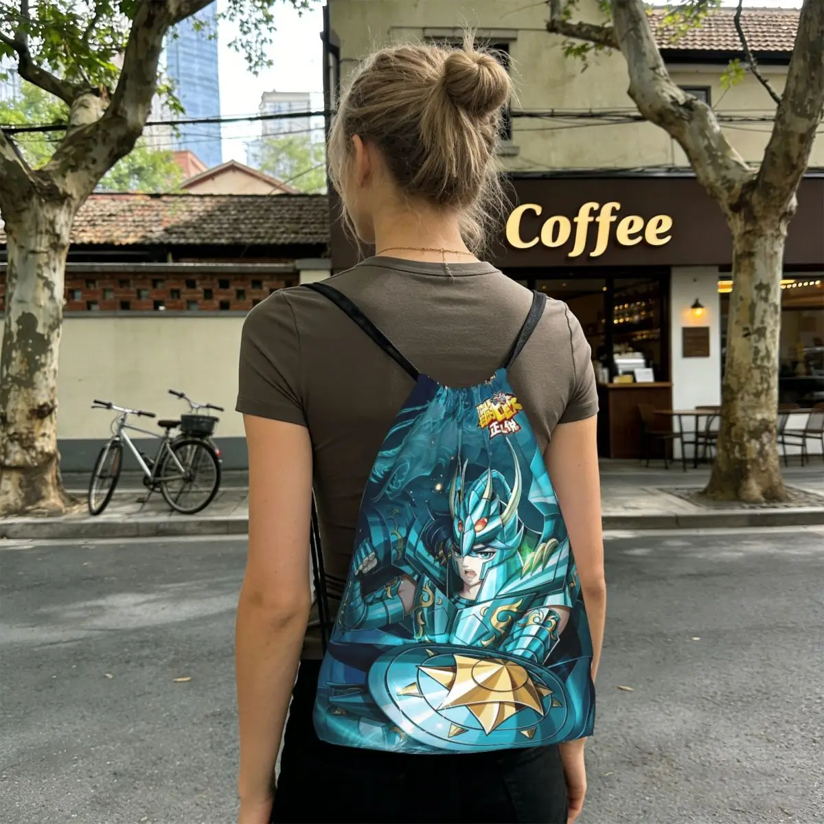 Anime Knights Of The Zodiac Dragon Shiryu Backpacks Fashion Drawstring Bags Sports Bag Book Bags for Travel School