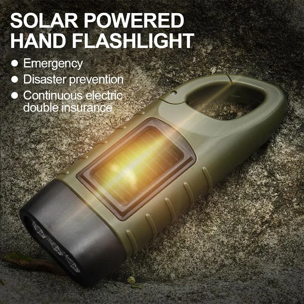LEDソーラーパワー懐中電灯,ハンドクランク付き,充電式キーホルダー,屋外サバイバル,キャンプ,ハイキング用の緊急懐中電灯