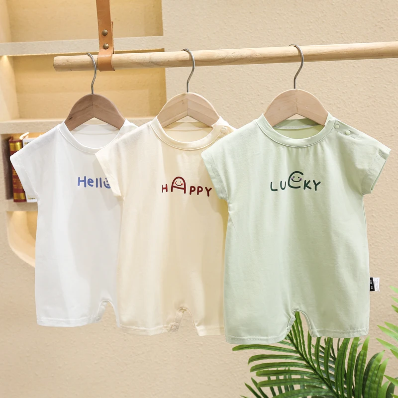 

Summer Rer Suit for Babies Girls ort Sve Outfit Newborn Clothes Letter Print Trendy Pure Color Cotton Blend