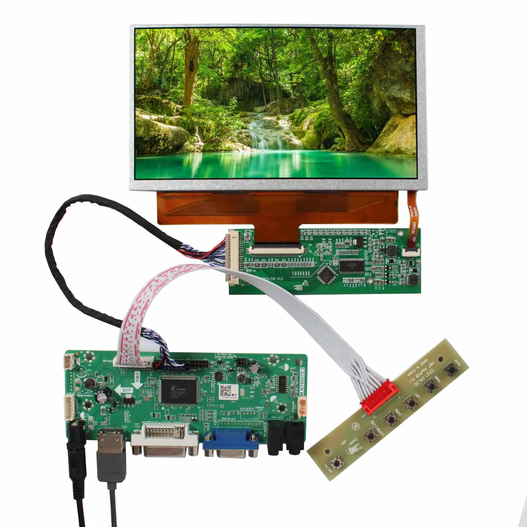 H/D DVI VGA Board And 7inch G070Y3-T01 800X480 600nit Indsutiral LCD Screen