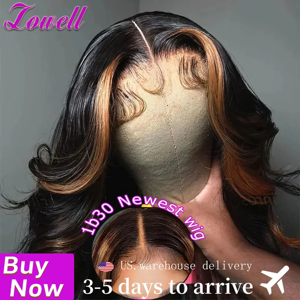 

Парик из натуральных волос 1B30 Highlight Color Black Brown Body Wave, 13x4 13x6, с кружевной передней частью, мягкий, натуральный, предварительно проработанный, HD-кружево, для женщин