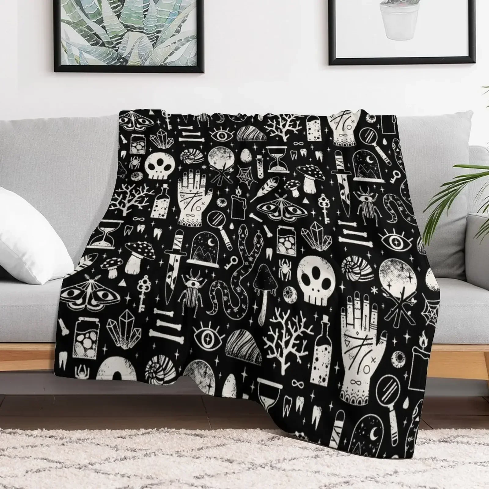 Curiosities: Bone Black Throw Blanket Extra Large Throw Sofa Throw Cute Plaid Blankets